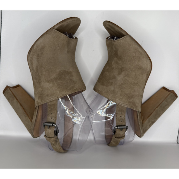 Madewell Suede Peep Toe Slingback Block Heel Sandals Womens Sz 8 Taupe - Picture 6 of 12